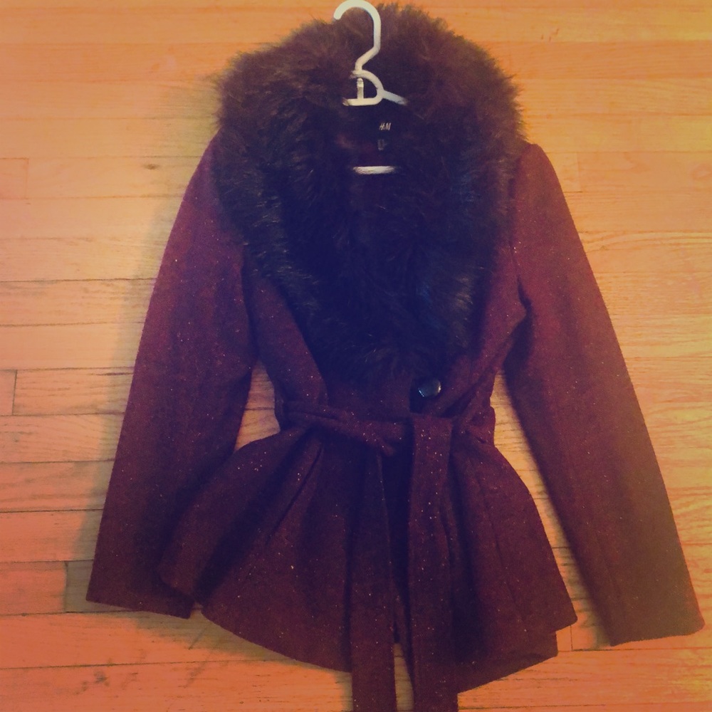 Fur hooded coat